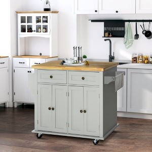 NicBex Mobile Kitchen Island Cart Morden Kitchen Carts on Wheels with Storage, 4 Cabinets Doors, 2 Drawers and Spice Rack for Kitchen - 1 of 4
