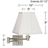 Possini Euro Design Modern Swing Arm Wall Lamp Brushed Nickel Plug-In Light Fixture Ivory Fabric Square Shade for Bedroom Bedside - 4 of 4