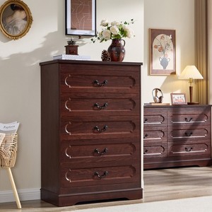Farmhouse Dresser for Bedroom, Rustic Wood Chest of Drawers for Bedroom - 1 of 4