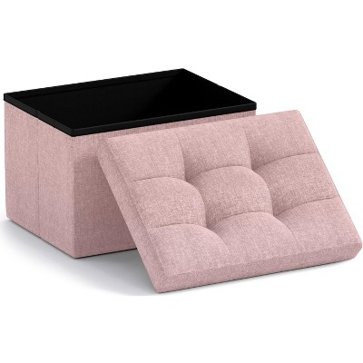 Ornavo Home Collapsible Rectangle Small Storage Ottoman - 12" x 16" x 12"