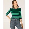 INSPIRE CHIC Women's Elbow Sleeves Boat Slim Fit Casual Stripe Animal Print Multi Floral Pattern T-Shirt - 3 of 4