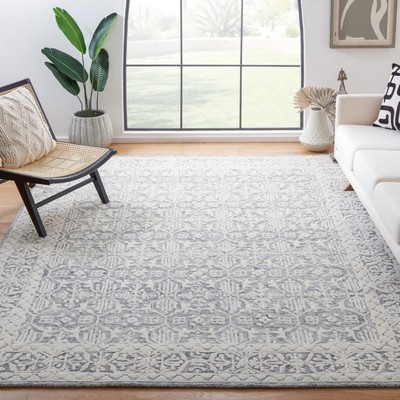 Elegant Gray Square Hand-Tufted Wool Area Rug