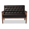 Sorrento Mid-Century Retro Modern Faux Leather Upholstered Wooden 2 Seater Loveseat - Baxton Studio - 2 of 4
