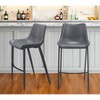 HomeRoots Set of Two 30" Dark Gray And Black Faux Leather And Steel Bar Height Bar Chairs - 2 of 4
