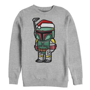 Men's Star Wars Boba Fett Santa Hat Cartoon Sweatshirt - 1 of 3