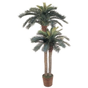 Silk Sago Palm Tree with Double Pots - 6ft & 4ft Indoor Faux Plant Decor - 1 of 4