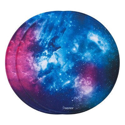 Insten 2 Pack Round Mouse Pad Galaxy Space Nebula Design, Stitched Edges, Non Slip Rubber Base, Smooth Surface Mat, (7.9" x 7.9")