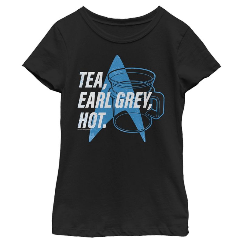Girl's Star Trek: The Next Generation Cup Of Tea Earl Grey Hot, Captain Picard T-Shirt, 1 of 5