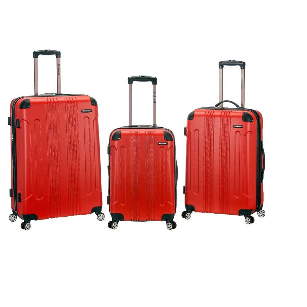 Photos - Luggage Rockland 3pc ABS Hardside Carry On  Set - Red 
