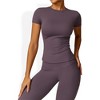 Anna-Kaci Active Women's Short Sleeve Crew Neck Top Shirts with Seamless Fit and Stretch Fabric - 2 of 4