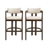 Christopher Knight Home Peyton Rubberwood Upholstered Bar Stool with Curved Open Back (Set of 2) - 2 of 4