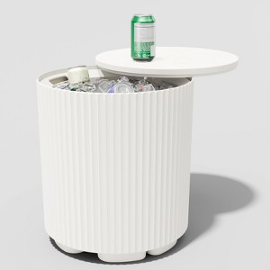 AZL1 Life Concept Ice Buckets Modern Insulated Ice Bucket with Sealed Cover for Outdoor Patio Garden Party, White, 14.76"*14.76"*16.65" - 1 of 4