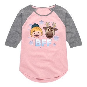 Girls' - Disney - Kristoff Sven Shirt Tail Raglan Graphic T-shirt - 1 of 3