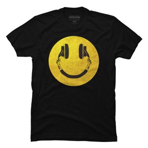 Men's Design By Humans music smile By arttypemachine T-Shirt - 1 of 4