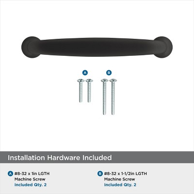 Matte Black Traditional Cabinet Drawer Pull with Mounting Hardware