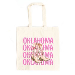 City Creek Prints Coquette Oklahoma Cowgirl Boots Canvas Tote Bag - 15x16 - Natural - 1 of 2