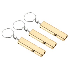 Unique Bargains Aluminum Alloy Camping Hiking Boating Survival Signal Double Tubes Whistles 3 Pcs - 1 of 4