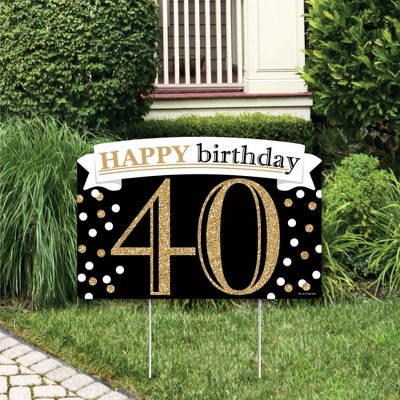 Big Dot of Happiness Adult 40th Birthday - Gold - Birthday Party Yard Sign Lawn Decorations - Happy Birthday Party Yardy Sign