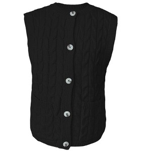 Acrylic Girls Chunky Knit Vest, Braided Pattern Sweater Vest, Warm Sleeveless Cozy Vest for Kids, Soft Fall and Winter Knitwear - 1 of 4