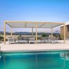 PURPLE LEAF Louvered Pergola Outdoor Aluminum Pergola with White Adjustable Rainproof Roof Wood Grain Frame Hardtop Gazebo for Patio Deck Garden - 2 of 4
