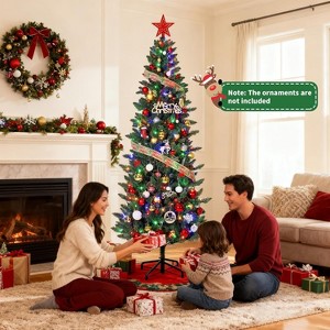Black Friday Deal! Pre-Lit Pencil Christmas Tree, 6/7.5/9ft Slim with Colorful LEDs, Only 24" Wide for Small Spaces. Limited Stock! - 1 of 4