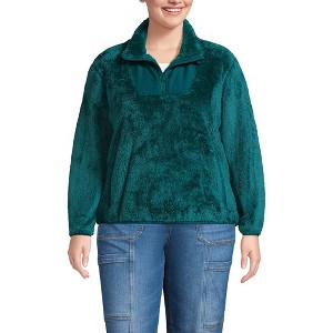 Lands' End Women's Half Zip Cozy High Pile Fleece Pullover - 1 of 4