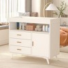 Baby Changing Table Dresser, Nursery Dresser Chest, Wood Diaper Changing Station, with Changing Table Top, Safety Rails, 3 Drawers - 2 of 4