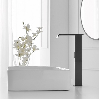 Matte Black Touchless Vessel Sink Faucet with Pop Up Drain