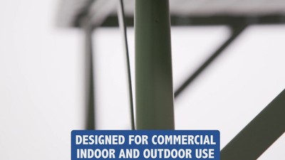 Elon 34.25'' Square White Plastic Folding Table with Gray Metal Frame