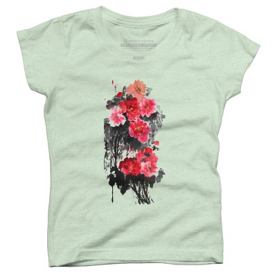Girl's Design By Humans Blossoming By WhitePearl T-Shirt