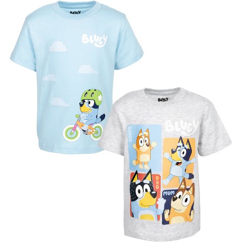 Bluey Bingo Dad Toddler Boys 2 Pack T-shirts Blue And Gray 5t : Target