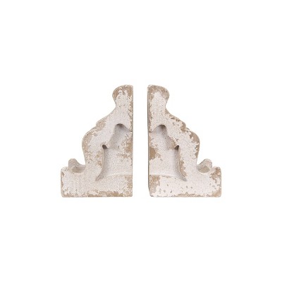 Set of 2 Corbel Shaped Bookends White - 3R Studios