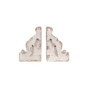 Set of 2 Corbel Shaped Bookends White - Storied Home - 1 of 4