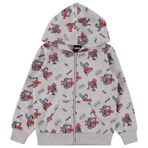 Boys Toddler Marvel Spiderman Hoodie - Spiderman, Ironman, Captain America & Hulk Toddler Boys Zip Hoodie - Marvel Comics - 1 of 4