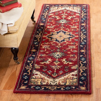 Elegant Heritage Hand-Tufted Wool Runner Rug in Rich Red