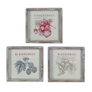 Transpac Wood Berry Block Decor Set of 3 Spring Home Decorations - 1 of 1