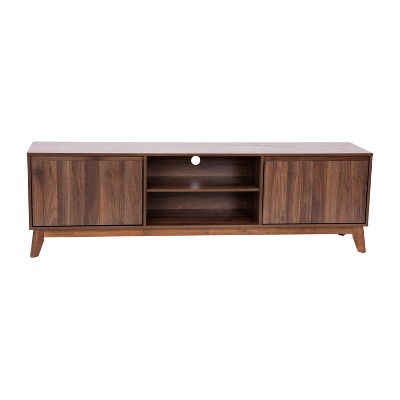 Flash Furniture Hatfield Mid-Century Modern TV Stand for up to 64 inch TV's - 60 Inch Media Center with Adjustable Center Shelf and Dual Soft Close Doors