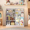 SEVOBAL Decorative Bookshelf Multifunctional 4 Tier Wooden Kids Book Shelf with Toy Storage Organizer for Playroom, Gray, 34.65"*15.75"*33.47" - 4 of 4