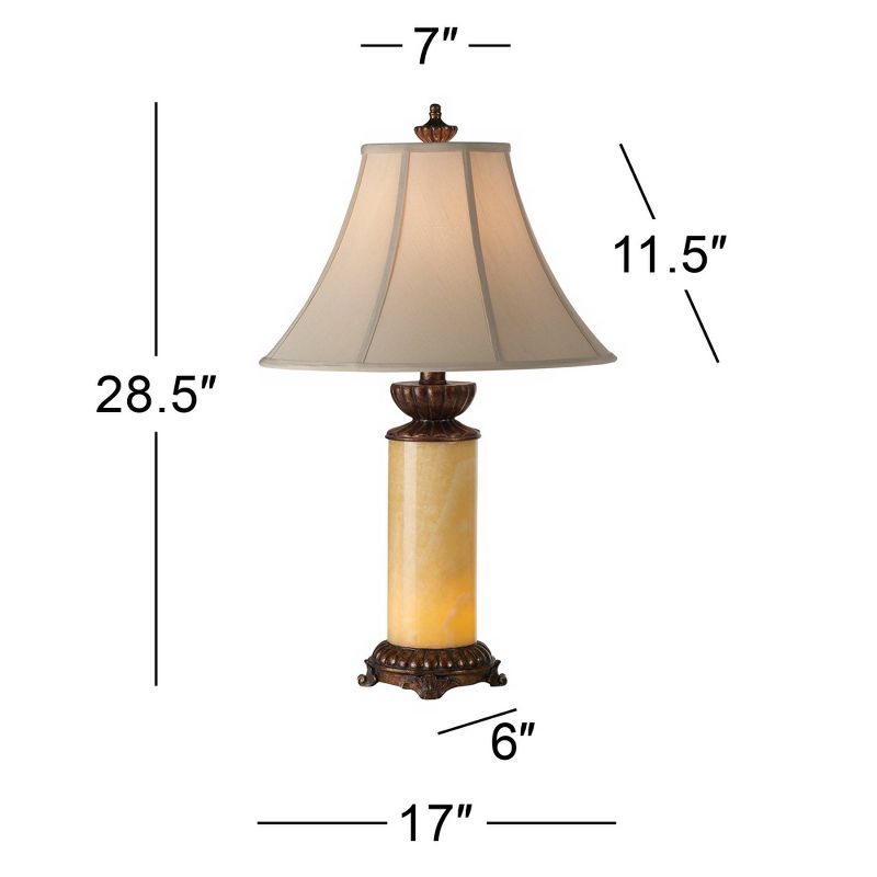 Barnes and Ivy Traditional Table Lamp with Nightlight 28.5" Tall Bronze Onyx Column Off White Bell Shade for Living Room Family Bedroom, 4 of 9