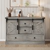 Farmhouse 4 Drawer Dresser for Bedroom, with  Large Drawers & Bar Handles,Sliding Barn Doors for Closet,Living Room - 2 of 4