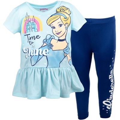 Disney Princess Cinderella Toddler Girls Graphic T-shirt And Jogger Leggings  Blue 2t : Target