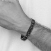Black Bow Jewelry 12mm Black Plated Stainless Steel Brushed Link Bracelet, 9.25 Inch - 4 of 4