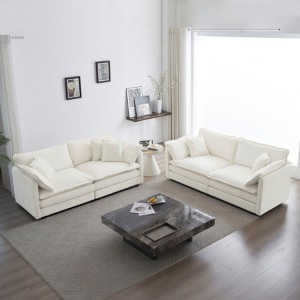 2-Piece Sofa Collection for Living Room: Upholstered Loveseat & Couch, Ideal for Home Office or Lounge, 2+2 Seating Sofa Set - 1 of 3