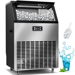 ZAFRO Commercial Ice Maker,200LBS/24H, Automatic Stainless Steel Machine with LCD Panel,Freestanding with 48 Pounds Storage Capacity, Silver - 1 of 4