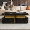 Modern Black Square Storage Coffee Table With 4 Drawers - 2 of 4