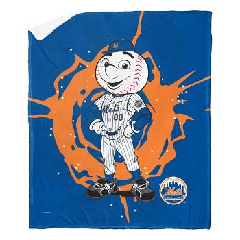 50"x60" MLB New York Mets Mascot 2 Layer Silk Touch Faux Shearling Throw Blanket