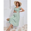Clearlove Womens Maternity Flutter Short Sleeve Square Neck Summer Casual Dress Smocked Boho Maxi Dress Photoshoot Baby Shower - 4 of 4