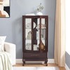 ChicFurnit Decorative Storage Cabinet Glass Curio Cabinet with Adjustable Shelves and Drawer for Living Room Storage, Brown, 40.16"*15.95"*13" - 2 of 4