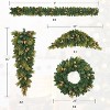 Pre-Lit Christmas Decoration Set of 6, Including 2 Garlands, 1 Wreath, 1 Swag, 2 Handing Pendants, Artificial Plants Set with White LED Lights - 2 of 4