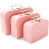 Okuna Outpost Set of 3 Different Sizes of Paperboard Suitcases with Metal Handles, Decorative Cardboard Storage Boxes, Pink - 4 of 4